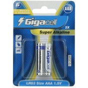 تصویر باتری نیم قلمی سوپر آلکالین گیگاسل بسته 2 عددی مدل LR03 gigacell super alkaline size aaa 1.5v lr03