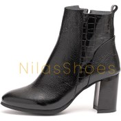 تصویر نیم بوت زنانه چرم طبیعی مدل A765 رنگ سیاه 