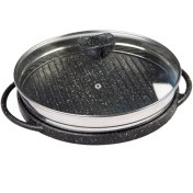 تصویر تابه گریل چدن دو طرفه نالینو مدل Spiza (با درب شیشه) cast iron grill pan spiza model