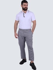 تصویر شلوار رسمی مردانه با برش مستقیم از کتان در رنگ خاکستری روشن برند selected Men's Formal Straight Linen Pants in Light Grey