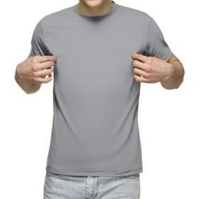 تصویر تیشرت آستین کوتاه مردانه کد 1QGY رنگ طوسی روشن 