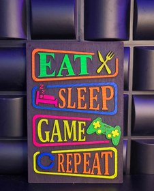 تصویر تابلو شب رنگ طرح EAT&sleep&game 