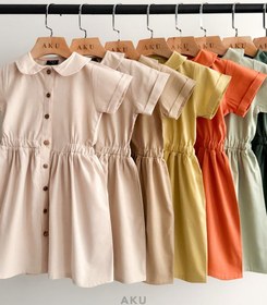 تصویر پیراهن لینن کمرکش 7-4 سال (AKU) 