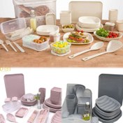 تصویر سرویس ظروف مسافرتی ۸ نفره لیمون - کرم وانیلی 