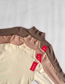 تصویر بافت یقه سه سانت بیسیک - موکا 