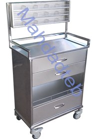 تصویر ترالی بیهوشی استیل - کد MHT23 - 50*75 – ارتفاع کلی 140 سانتیمتر Anesthesia trolley