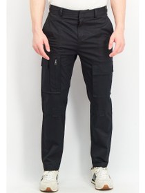 تصویر شلوار کتان مردانه با فیت معمولی و رنگ مشکی برند jack & jones Men Regular Fit Solid Cargo Pants, Black