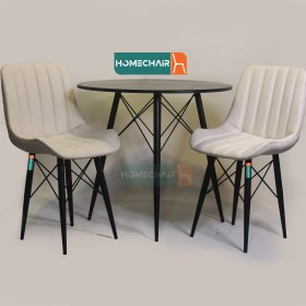 تصویر ست میز و صندلی ناهارخوری دو نفره لمسه پایه فلزی 