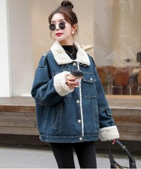 تصویر کاپشن زنانه جین داخل خز وارداتی 