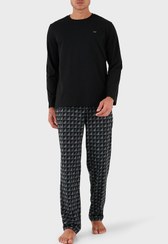 تصویر ست پیژامه و لباس خواب آرمانی اورجینال مردانه Emporio Armani EM000611 AF14994 MC273 Cotton Jacquard Regular Fit Normal Waist Crew Neck Pajama Set Men's PAJAMAS SET 