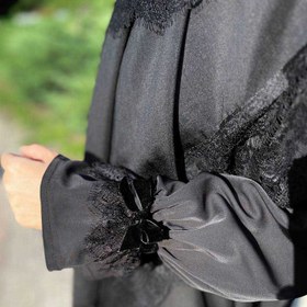 تصویر مانتو عبایی مشکی 