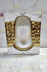 تصویر کاسه توالت زمینی لوکس سفید طلایی کد M_127 