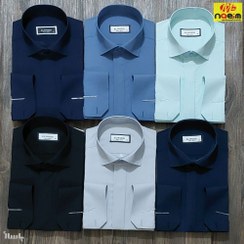 تصویر پیراهن تک رنگ مردانه جعبه ای قواره دار کلاسیک سایز m تا 2xl پارچه آرو کد 992822 