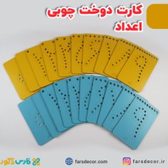 تصویر کارت دوخت اعداد و اشکال هندسی چوبی (صفحه دوخت) + جعبه 