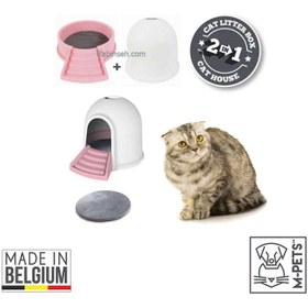 تصویر ظرف خاک گربه ام پتز بلژیک مدل ایگو با ارسال رایگان M-PETS Igloo 2 In 1