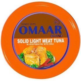 تصویر تن ماهی قوطی 95 گرم عمر OMAR با روغن سبزيجات مدل Solid Light Meat Tuna Omaar Solid Light Meat Tuna Fish 95gr