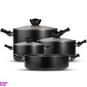 تصویر سرویس قابلمه نالینو مدل Nasr ۷ پارچه گرانیتی با درب شیشه 