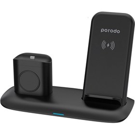 تصویر استند شارژر بی سیم 4 کاره پرودو مدل Porodo 4-in-1 Charging Base Porodo 4 in 1 Slim Charging Base