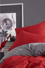 تصویر ست رو تختی دو نفره قرمز خاکستری ترک LadyModa کد: ۱۵۳-۹۹-۰۰۲۲۶۹ 