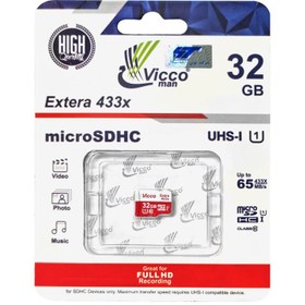 تصویر کارت حافظه microSDHC ویکومن مدل Extra 433x UHS-I U1 کلاس 10 سرعت 65MB/s ظرفیت 32 گیگابایت Vicco microSDHC - Extra 433x UHS-I - 32GB