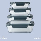 تصویر ظرف نگهدارنده غذا شیشه ای یونیک کد UN-1400 مجموعه ۴ عددی 