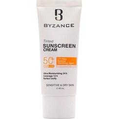 تصویر کرم ضد آفتاب رنگی SPF50 پوست خشک بیزانس | بژ طبیعی Byzance Tinted Sunscreen Cream SPF50 For Dry Skin | Natural Beige