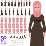 تصویر کاراکتر پک زن محجبه برای موشن گرافی - رایانیکا | دانلود رایگان فایل لایه باز PSD 