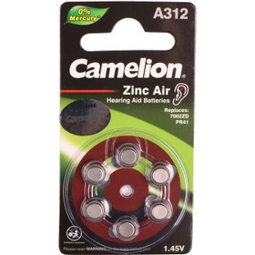 تصویر باتری سمعک کملیون شماره A312 بسته 6 عددی Camelion Hearing Aid Batteries No A312 6 pcs