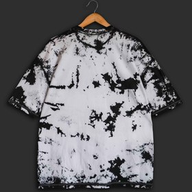 تصویر تیشرت تای دای ( شیبوری ) اورسایز سفید-مشکی - عرض: 65 سانتی متر- قد: 80 سانتی متر Black & White Oversized Tie Dye Tshirt