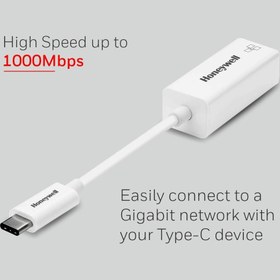 تصویر Honeywell High-Speed Type C to RJ45 Gigabit Ethernet Adapter with Network LAN speeds of 10/100/1000 MBPS Universally Compatible with all Type C MacBooks laptops PCs Xbox PS5 Tablets etc. - ارسال 15 الی 20 روز کاری 