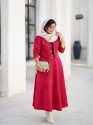 تصویر کت دامن مخمل کبریتی ریز همتا 