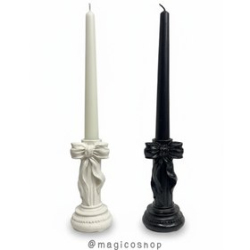 تصویر شمعدان پاپیونی جاشمعی مشکی و سفید 