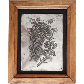 تصویر تابلو قلمزنی گل و مرغ 