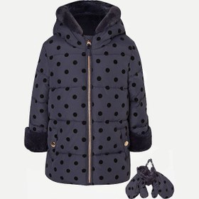 تصویر کاپشن دخترانه Goerge مدل توپ توپی رنگ سورمه ای تیره - 5 تا 6 سال Goerge girls navy coat dot printed