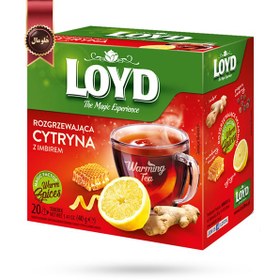 تصویر چای کیسه ای هرمی لوید LOYD مدل لیموی آبدار juicy lemon پک 20 تایی 