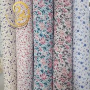 تصویر پارچه تترون نخ چادر نمازی - ۱ متر / گل بنفش 