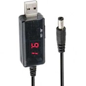 تصویر کابل USB افزاینده ولتاژ DC با خروجی 9V و 12V به همراه نمایشگر 