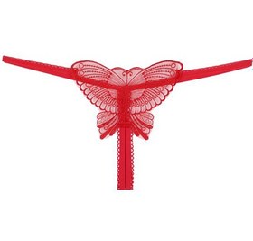 تصویر شورت لامبادا زنانه پروانه ای قرمز مدل فاق باز 