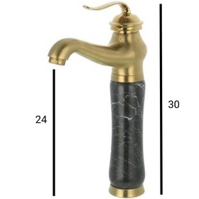تصویر شیرروشویی پایه بلنداسناپل مدل سنگی - کروم براق ا Snapple Golden black basin tap Snapple Golden black basin tap