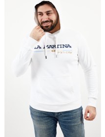 تصویر سویشرت آستین بلند مردانه با کلاه و لوگوی برند، سفید نوری برند la martina Men Hooded Neck Brand Logo Long Sleeves Sweatshirt, Optic White