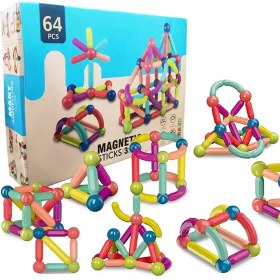 تصویر مگنت وارداتی رنگی قطعات درشت مدل 64 قطعه Imported Magnet Color Model 64 pieces