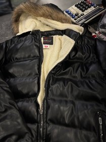 تصویر کاپشن فوق زیبای چرم سیلیکونی ضخیم داخل خز-وزن ۱ کیلو ! Ultra-beautiful thick silicone leather jacket inside fur - weight 1 kg!