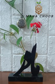 تصویر گلدان طرح مادر چوبی - گردویی 