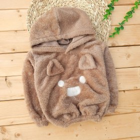 تصویر هودی و شلوار پشمالو تدی گوش دار شکلاتی NFC 