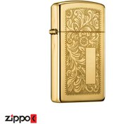 تصویر فندک زیپو اصل Zippo Slim Brass Venetian کد 1652B Zippo Slim Brass Venetian 1652b