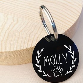تصویر پلاک دایره مشکی مدل MOLLY - 3 سانتی متر / 3 حک / مشکی 