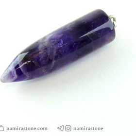 تصویر گردن آویز آمیتیست Amethyst سنگ طبیعی اصل (طرح فشنگ) 