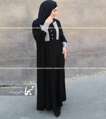 تصویر مانتو عبایی مشکی حریر اسود مدل حلما مزون نجما - مشکی / ا Black Manto Abaya (Helma) Black Manto Abaya (Helma)
