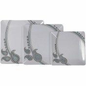 تصویر بشقاب تخت بزرگ ملامین طرح چینی گل ترمه 