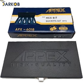 تصویر جعبه آچار آلن ۸ پارچه اپکس مدل APX-6018 سایز ۲ اینچ 